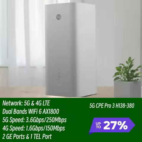 Global 5G CPE Pro 3 H138-380 WiFi 6 AX1800 Dual Ethernet Gigabit Ports Wireless Modem 5G 4G LTE CAT1