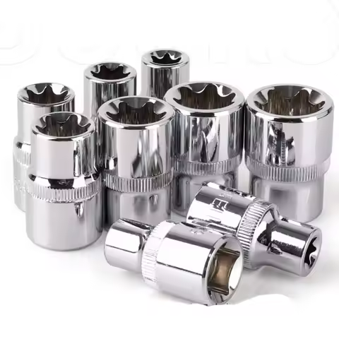3/8 Inch Drive E-type Torx Star Socket Set Mirror Rustproof Thicken Female E-Socket Adapter E8 E10 E