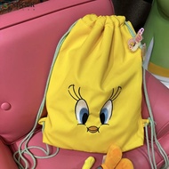 SHCER Yellow Bird Shoulder Bag, Tweety Cute Casual Drawstring Bag, Fashion Large Capacity Anime Figu