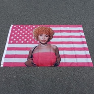 Aerlxemrbrae Ice Spice Tapestry Wall Tapestry Ice Spice American Flag Pink Tapestry 3x5Fts with Bras