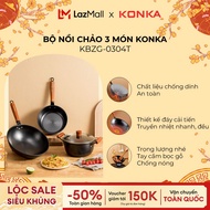 Bộ nồi chảo chống dính Konka Mẫu Mới thép tôi bóng chống dính chống mài mòn tay cầm chống cháy cao c
