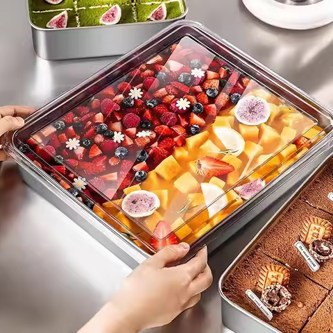 【Peace】Stainless Steel Tiramisu Mold Cake Tray Cake Shaping Container With Lid Cake Preservation Box