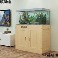 QM🏅Solid Wood Aquarium Base Cabinet Chassis Base Pine Cylinder Living Room Fish Tank Shelf Aquarium Fish Tank Cabinet Fr