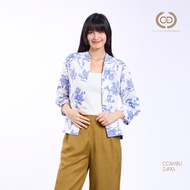 C&D Womans Jacket Blue Flower stitch แจ็คเก็ตผู้หญิง ทรงหลวม คอปีน สีน้ำเงิน CC6MBU