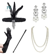 1Set Gatsby Fancy Dress Accessories Flapper 20'S Charleston Girl Costume 1920S Set Feather Jewellery Black