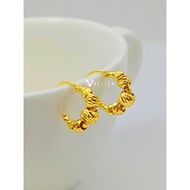 [VJ]Earring "Three Glittering Beads" Hoop 8mm 999.9 Bangkok Gold Plated Loop Earring GB3 <Subang Bul