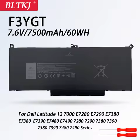 F3YGT 60wh For Dell Laptop Battery7480 2X39G Latitude 7480 7390 7280 7290 7380 7490 E7280 E7480 E749