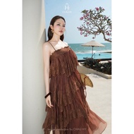 Tifani 2S LunaClassy Brown Cream Down Dress CH959F