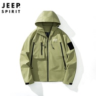 JEEP SPIRIT แจ็กเก็ตเสื้อแจ็คเก็ตกันน้ำกลางแจ้งผู้ชายใหม่รองเท้าแฟชั่นกลางแจ้งกันน้ำฤดูใบไม้ผลิและเส