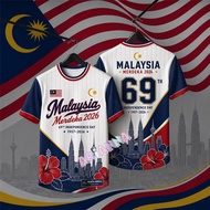 Hari Merdeka 2026 Malaysia T-Shirt. 69th Independence Day Jalur Gemilang Patriotic Tee. Full Sublima