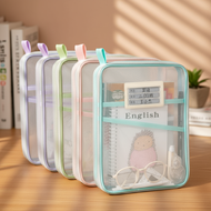 L-Shape Expandable Mesh File Bag for A4 Documents, Money, Receipts, and Clipboard School Supplies.  