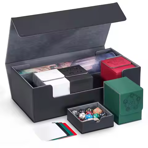 Magic: The Gathering Card Storage Set with 4 Deck Boxes, 8 Dividers, Dice Tray and Playmat Space, Id