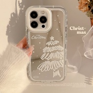 LENING ต้นคริสต์มาสสีขาวหิมะเหมาะสำหรับ14Pro Apple สูงสุด15เคสโทรศัพท์ iPhone 12 Atming 13 Mirror 11