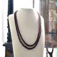 深紫紅色石榴石長項鏈 貴婦淑女 日本高級二手古著珠寶首飾