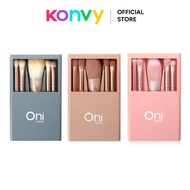 Oni Macaron Mirror Makeup Brush Set #Peach Pink / #Sky Blue / #Sakura Pink (5 pcs)