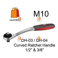 [ 1 UNIT ] M10 DH-03 / DH-04 Curved Ratchet Handle with Quick Release 1/2 inch and 3/8 inch heavy du