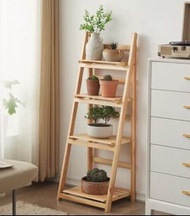 木製梯形層架 擺設架 花架 植物架 木層架 三層架 置物架 淺木架 wood plant stand 3 layers storage rack shelf