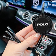 Car 3 In 1 Retractable Micro Data Wire USB Type C 100w Fast Charging for Volkswagen Polo 9N 6R/6C Pl