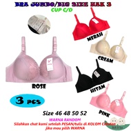 BAYIe - 3 PCS BH Women's Bra JUMBO/BIG SIZE VENNY DD8117 Cup C/D and Medium Foam No Wire 3 Hooks Siz