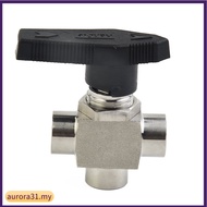 【AUROA】3 Way Ball Valve 304 Stainless Steel BSPP Female Thread Valve For Water