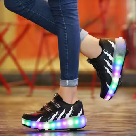 Roller Skates LED Light Shoe with 2 Wheels Professional Boys Wheeled Sneakers Rollers Removable Inli