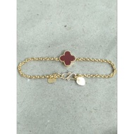 MERAH 4 gram young gold red clover stone nori bracelet