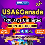 USA&Canada eSIM 5G High speed 7-30 Days Unlimited Data AT&T/Verizon/Rogers/Bell/Telus eSIM Card