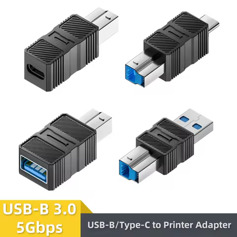 USB B 3.0 Adapter USB B Male Connector Converter 5Gbps USB B to USB A/C Compatible with Printer Scan