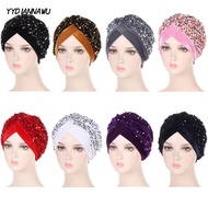 YYDIANNAWU Turban Hat Elegant Women Glitter Sequins Hijab Chemo Cap