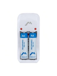 KIT DE 2 BATERÍAS AA CON CARGADOR PARA BATERÍAS AA, AAA, 9V MC204