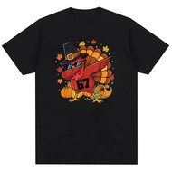 Funny Turkey Dabbing 67 Meme Six Seven Digital Pattern Printed Men's Fashion Cotton T-shirt