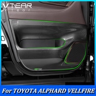 Vtear For New Toyota Alphard Vellfire 2023 2024 Car Door Kick Plate 2PCS ABS Chrome Plating Carbon Fiber Pattern Automotive Interior Protection Modification Accessories