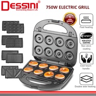 DESSINI ITALY Double Sided Electric Pizza Panini Waffle Donut Doughnut Sandwich Maker Toaster BBQ Gr