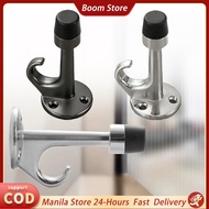 Door Stopper With Hook 2 In 1 Silent Door Stopper Top-Mount Door Stop With Coat Hook Silver/Gray