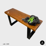 A403. Chengal Emas Solid Wood Rustic Bench with Wood Burl / Shoe Bench