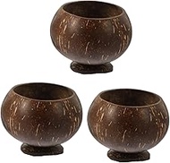 NOLITOY 3pcs Coconut Shell Bowl Ice Cream Cup Icecream Cups Vintage Style Dessert Cup Coconuts Shell Dessert Bowl Fruit Bowl Home Decor Trifle Bowl Wooden Salad Bowl Coconuts Bowl Delicate