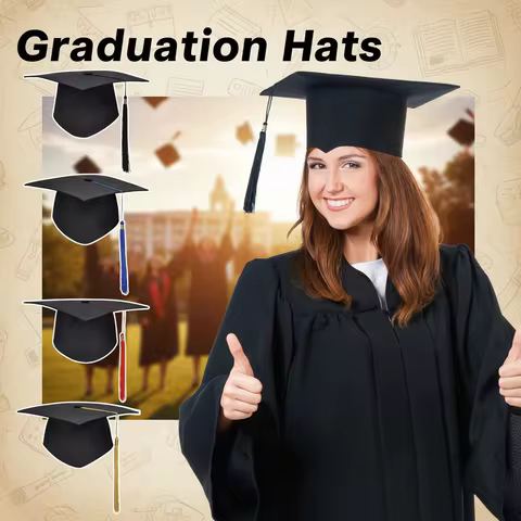 Graduation Gown Set Adult University Academic Dress Woven Doctoral Master Robe Cap Hood For College 