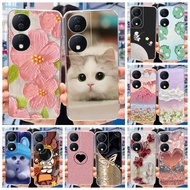 Honor X7b 2023 Cute Flower Cat Pattern Phone Case HonorX7b X 7B 5G CLK-LX1 Soft Silicone TPU Casing