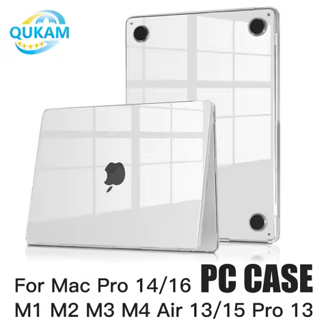 QUKAM New 2025 Laptop Case For Apple Mac Pro 14/16 M1 M2 M3 M4 Air 13/15 Pro13 Crystal Waterproof Ma