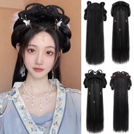 SFDFD Long Hanfu Wig Headband Vintage Headwear Synthetic Hanfu Cosplay HairPieces Dance Accessory Wigs Photography Chinese Ancient Wig Women