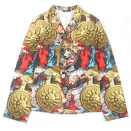 DOLCE & GABBANA 亞麻棉質夾克，黑色標籤，全身印花，單排扣，無結構，修身剪裁，48顏色，意大利製造，正品，秀場同款。