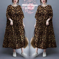 COD INDOFEB DRESS VGAN OVERSIZE FASHION WANITA 3XL JUMBO/ GAUN MOTIF MACAN TUTUL LEOPARD / BAJU PEST