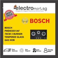 BOSCH PMD83D31AF 78CM 3 BURNER TEMPERED GLASS GAS HOB