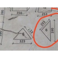 MERAH Custom glass 5mm thick triangular bevelCermin, size 39cm and 25.3 cm, ,According to the pictur