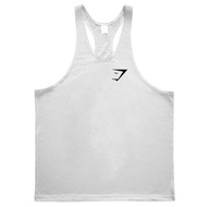 Muscleguys Mens Yback Racerback Tank tops Causal Cotton GymShark Logo Printed Summer Tank tops Singlets