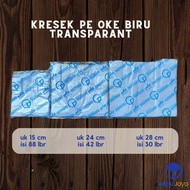 Maju JAYA - OKE Transparent Plastic Bag biru size 15 24 28 OKE brand contents 150 gr OKE Blue Transp
