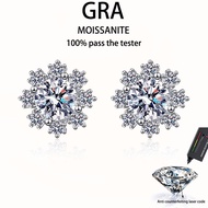 【 GRA Certificate Attached 】 2ct Moissanite Earrings, s925 Pure Silver Plated Platinum Fashion Roman