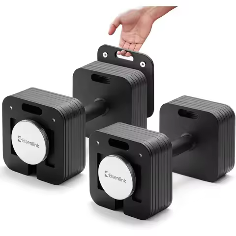 Eisenlink Adjustable Dumbbell Set, 10-50/80lb, 5lb Increments, Quick-Lock Square Weight Dumbbells fo