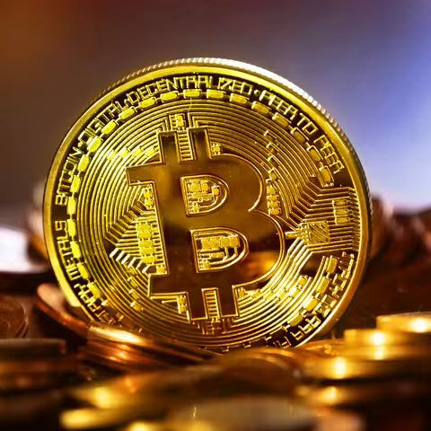 3D Gold plating BTC Collector Coin - NFT-Verified Blockchain Artifact, PoS Crypto Display Cold Walle