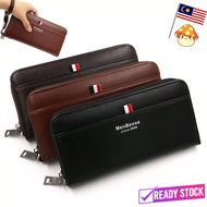 MUMUA Leather Clutch Bag Zipper Handcarry Long Wallet Beg Duit Dompet Panjang Lelaki Kulit Wallet For Men Men's Wallet Coin Holders Pouches